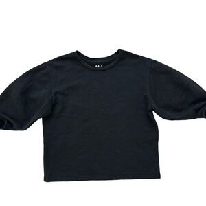 ABLE Cropped Sweater Women’s XS Sweatshirt Black Short Sleeve Casual Active
